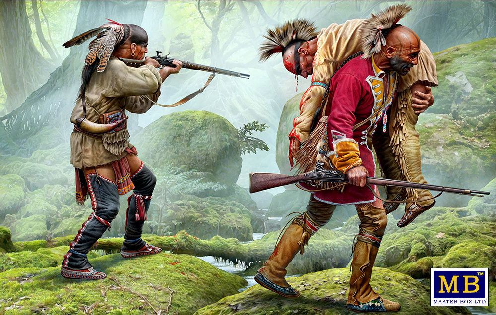 Masterbox 1/35 Figure Wounded brother. Indian Wars series, XVIII century. Kit No. 2