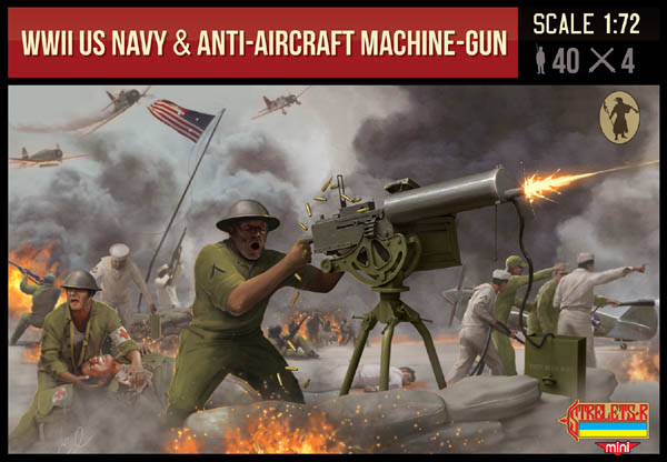 Strelets 1/72 scale US Navy & Anti-Aircraft Machinegun second world war