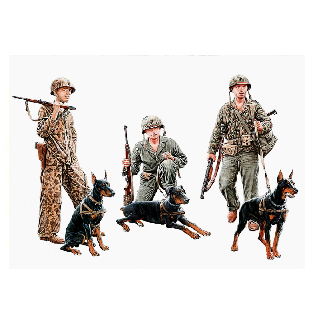 MASTER BOX 1/35 figure ABD Deniz Piyadeleri ve 2. Dünya Savaşında Arama Köpekleri