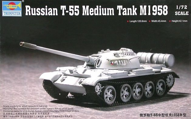 Trumpeter 1/72 Maket Russian T-55 Mdium Tank M1958