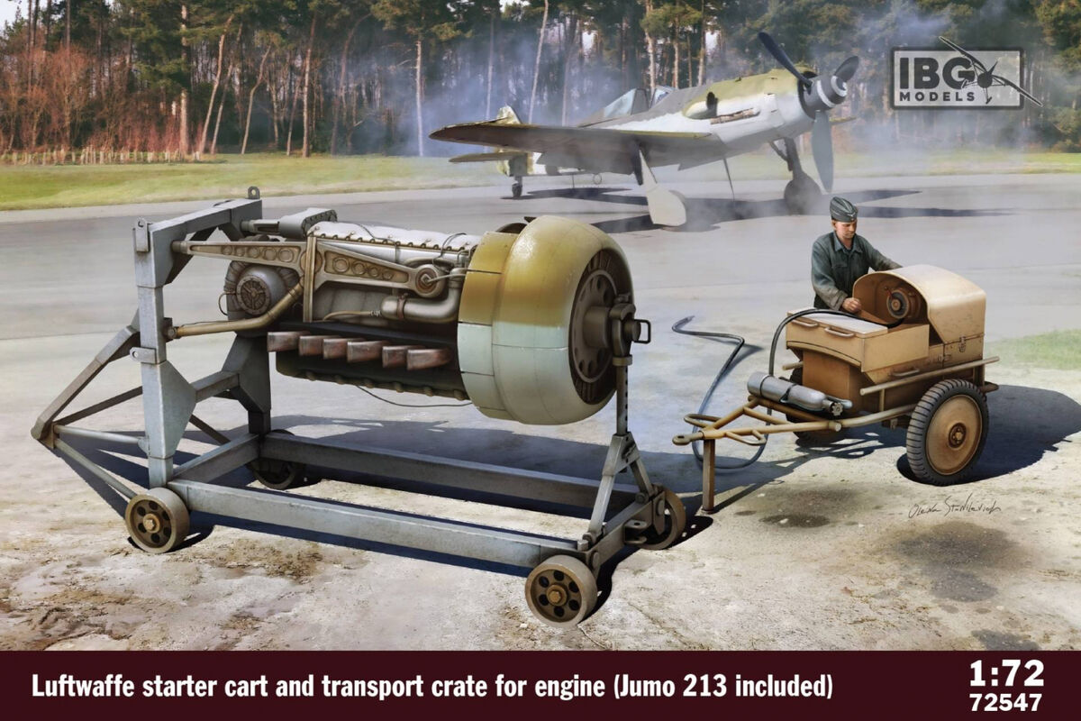 IBG 1/72 Maket Luftwaffe Starter car and Transport Crate for engine (Jumo 213 included)