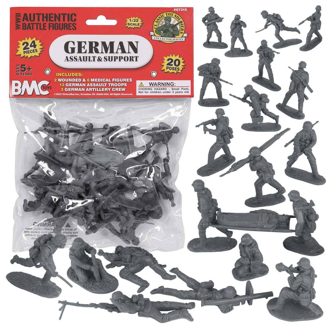 BMC 1/30 Scale, German Assault and Support team, 24 pieces collectible plastic military figures