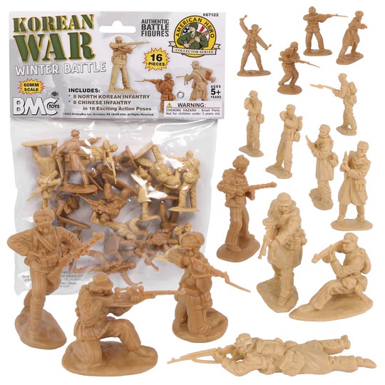 BMC Figure Korean War Winter Battle - 16pc Tan North Korean & Chinese Soldier