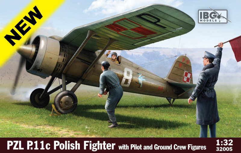 IBG 1/32 Model PZL P.11c Polish Fighter with Pilot and Ground Crew Figures