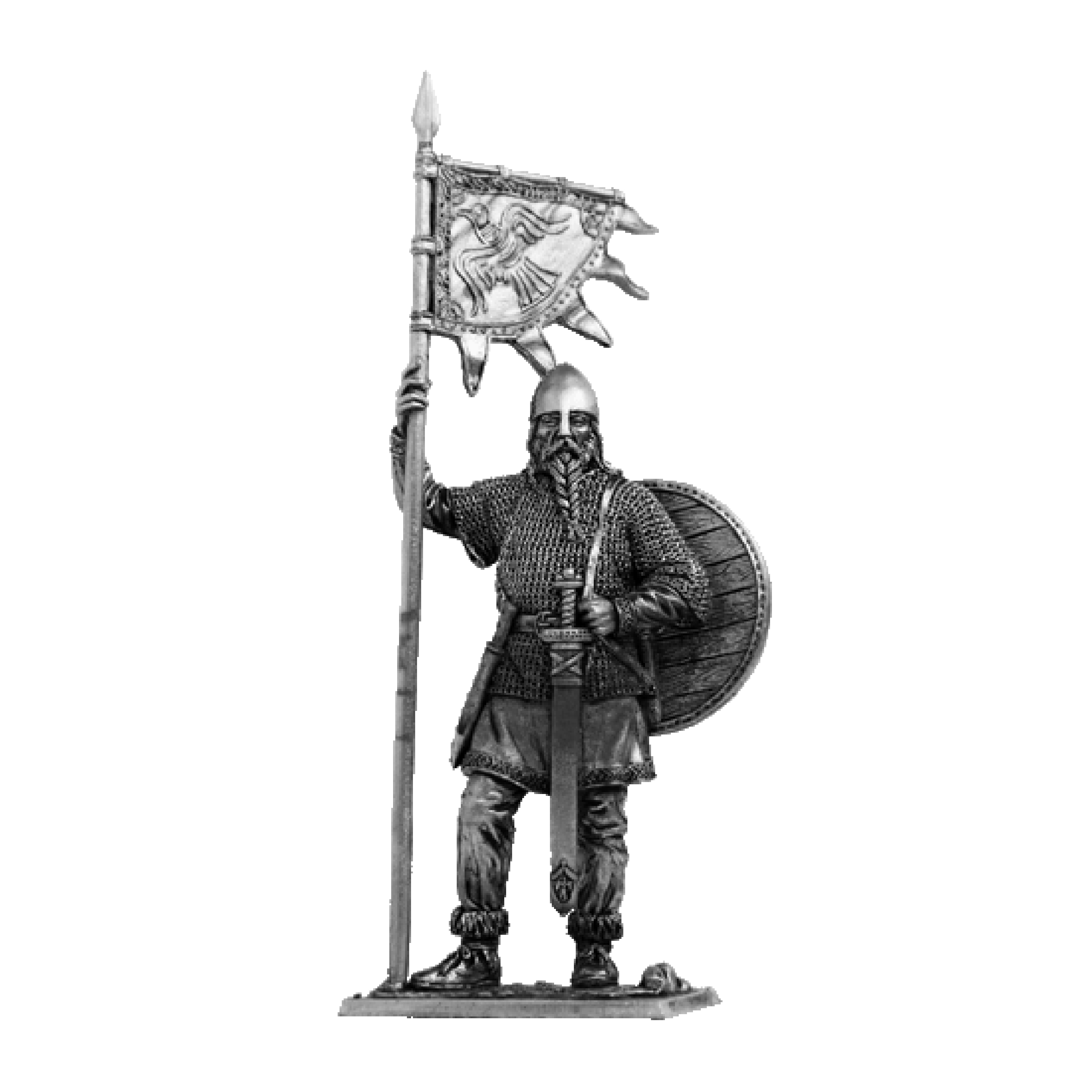 Viking with a banner, 9-10 centuries.