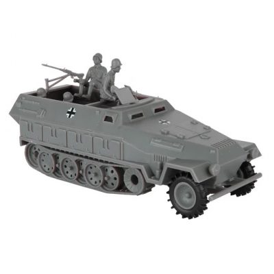 BMC 1/32 Ölçek Plastik Araç ve 5 adet Figür CTS WW2 German Hanomag Halftrack - 5pc Gray Plastic Army Men Armored Vehicle