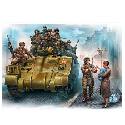 MASTER BOX 1/35 figure The 101st light company. US Paratroopers & British Tankman, France, 1944