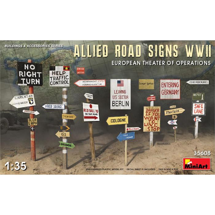 ALLIED ROAD SIGNS WWII. EUROPEAN THEATRE OF OPERATIONS