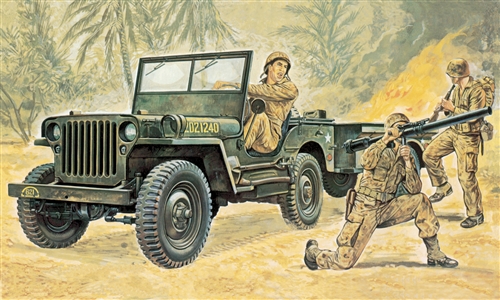 Italeri 1:35 Model Willys MB Jeep With Trailer