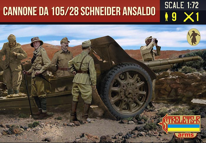 Strelets 1/72 Olcek Top 105/28 Schneider Ansaldo ve Italyan Mürettebatı birinci dünya savaşı