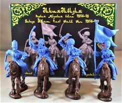 Engineer Basevich,  Wild division, 1/32 scale unpainted, collectible 4 Caucasian Cavalry with horses