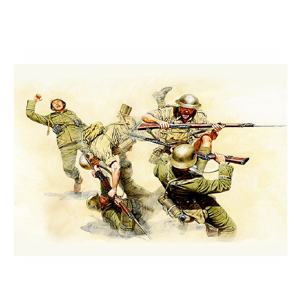 MASTER BOX 1/35 figure El ele dövüş İngiliz ve Alman Piyade, Kuzey Afrika'daki savaşlar, kit # 1